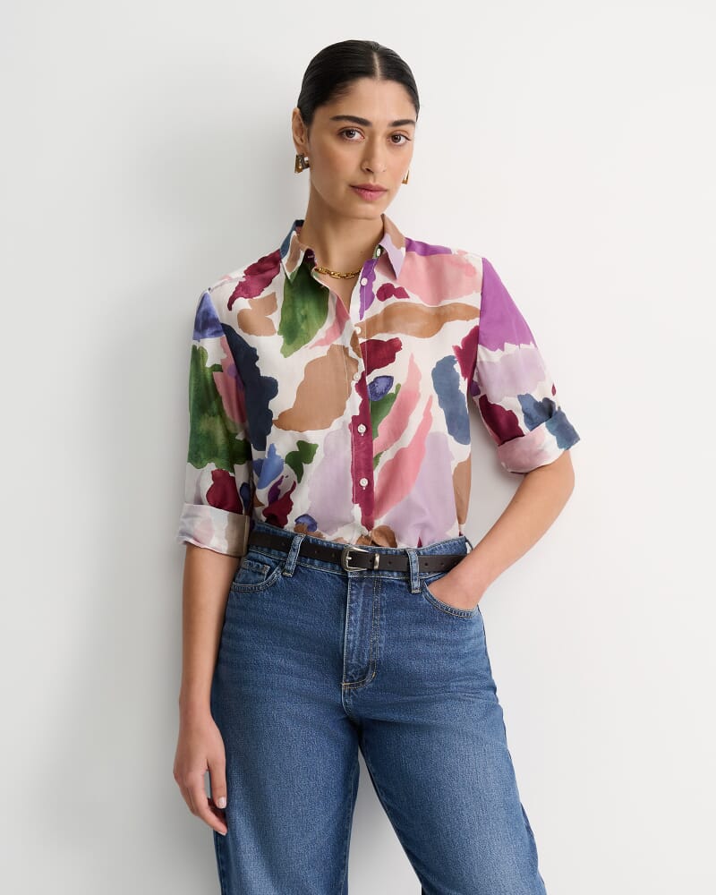 Leah Cotton Silk Shirt in MULTI
