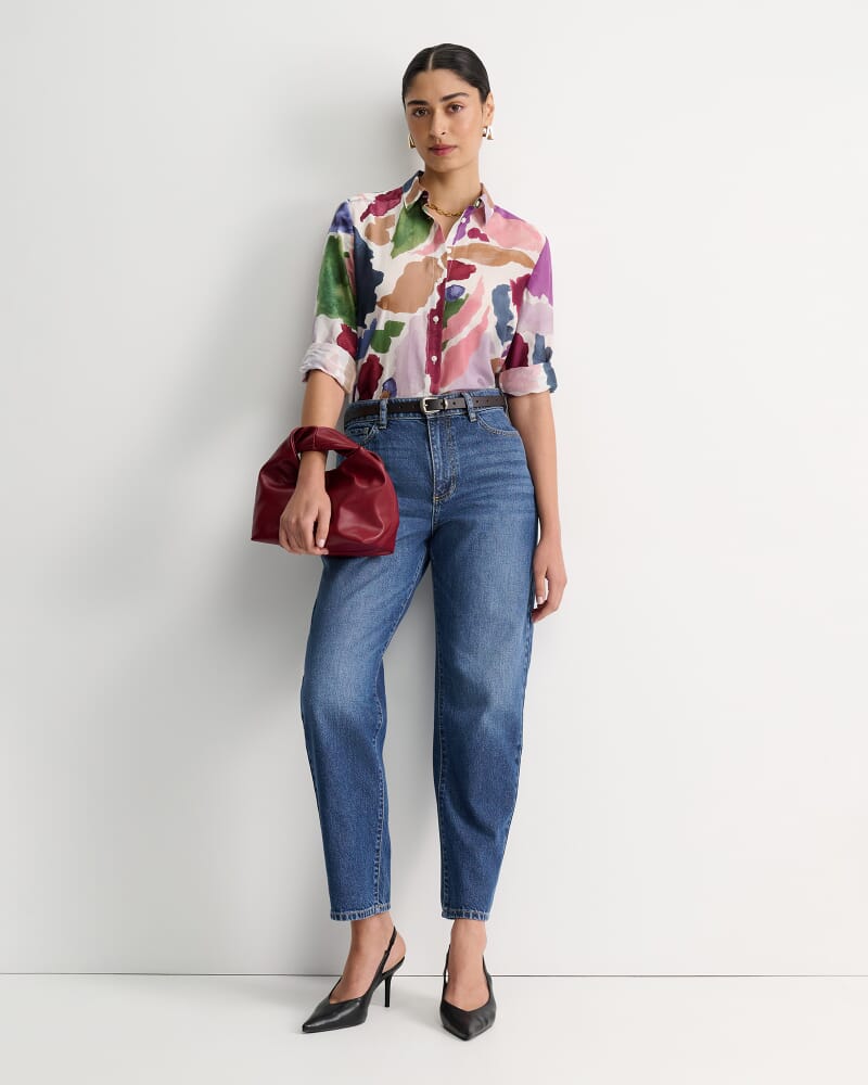 Leah Cotton Silk Shirt in MULTI