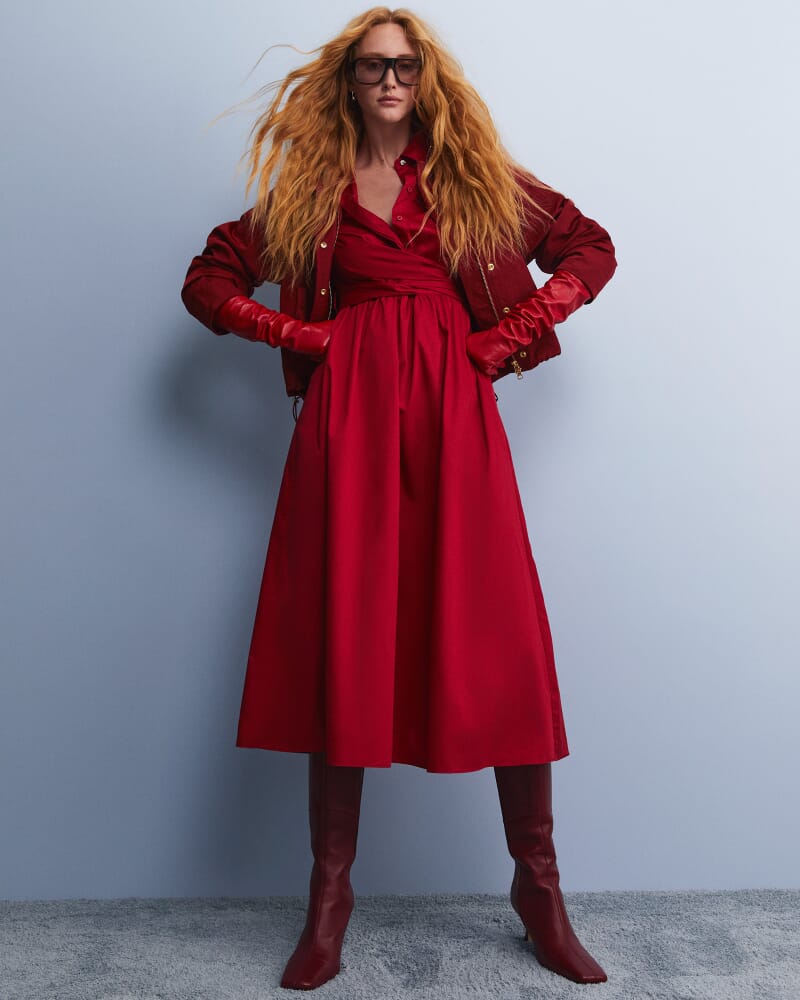 Etta Twist Maxi Dress in CHERRY