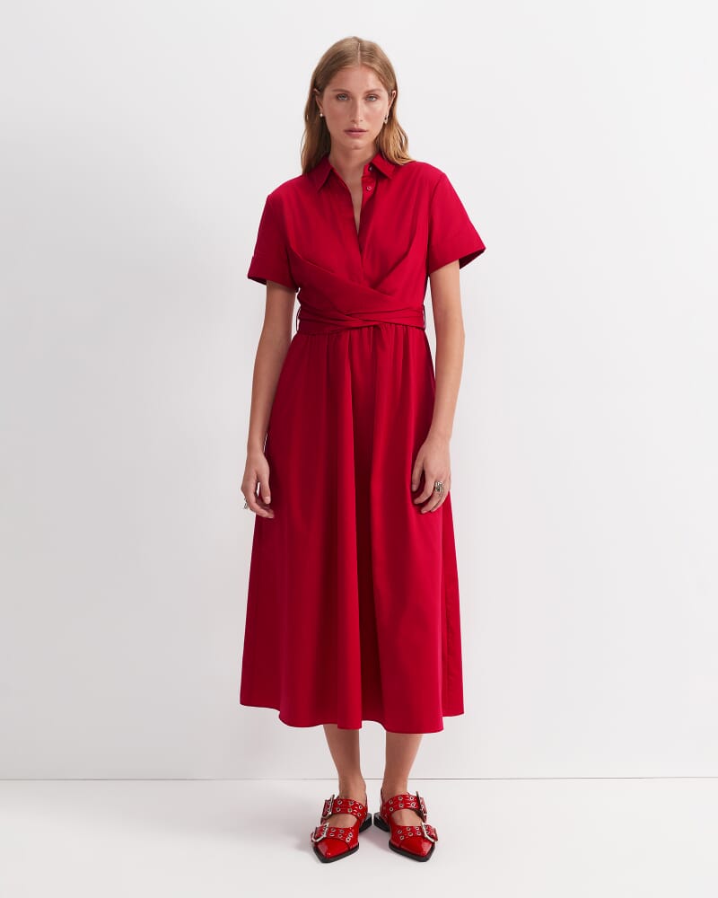 Etta Twist Maxi Dress in CHERRY