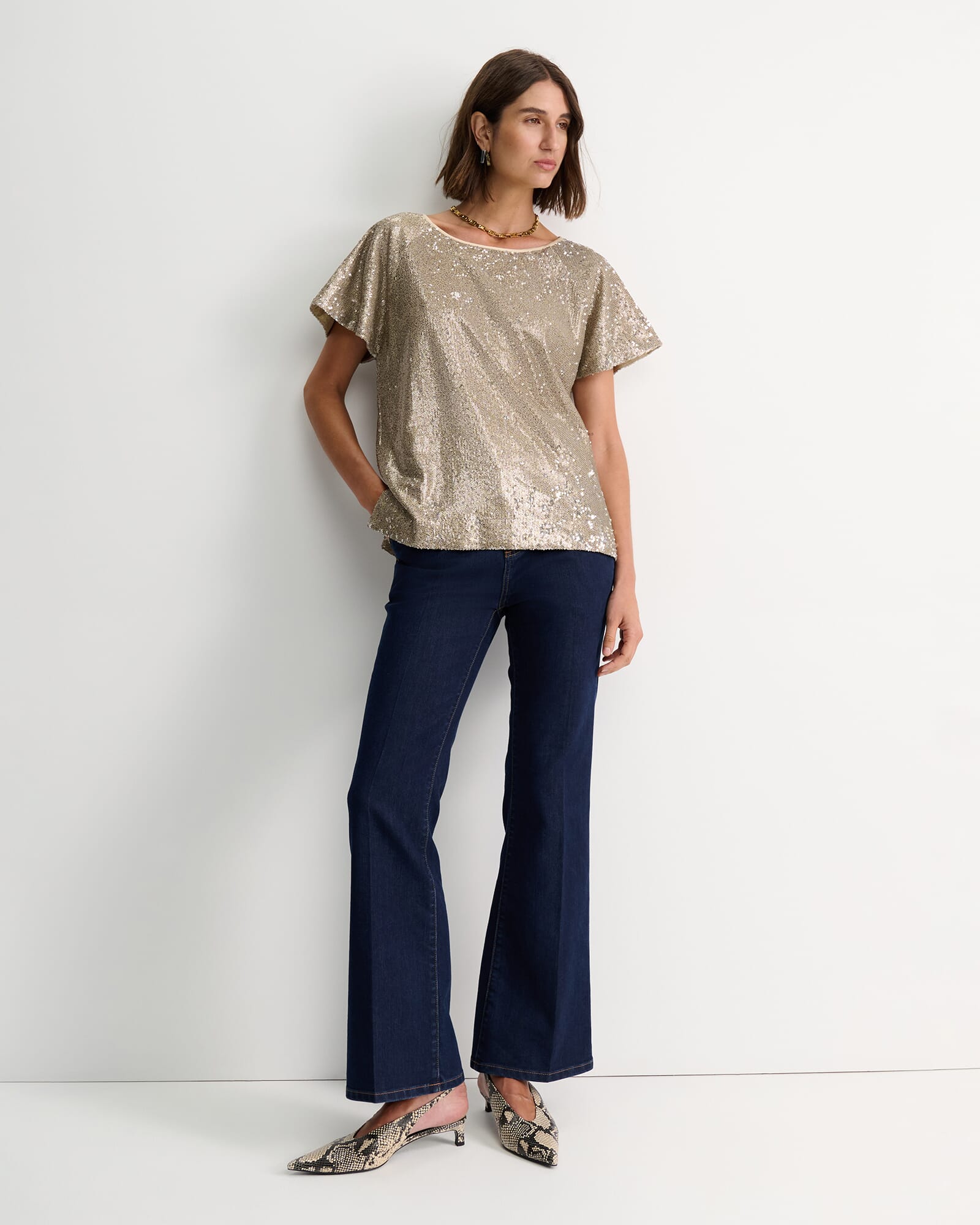 Sammi Sequin Short Sleeve Top