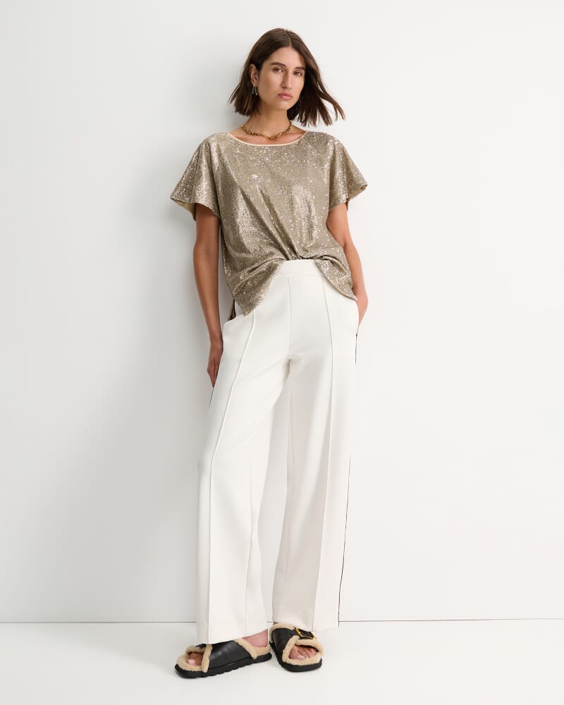 Sammi Sequin Short Sleeve Top in GOLD