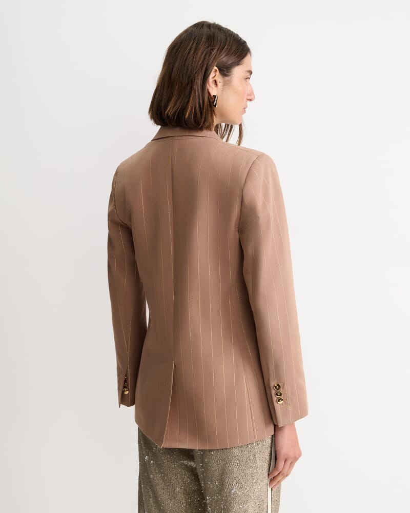 Mina Lurex Pinstripe Jacket in TAN