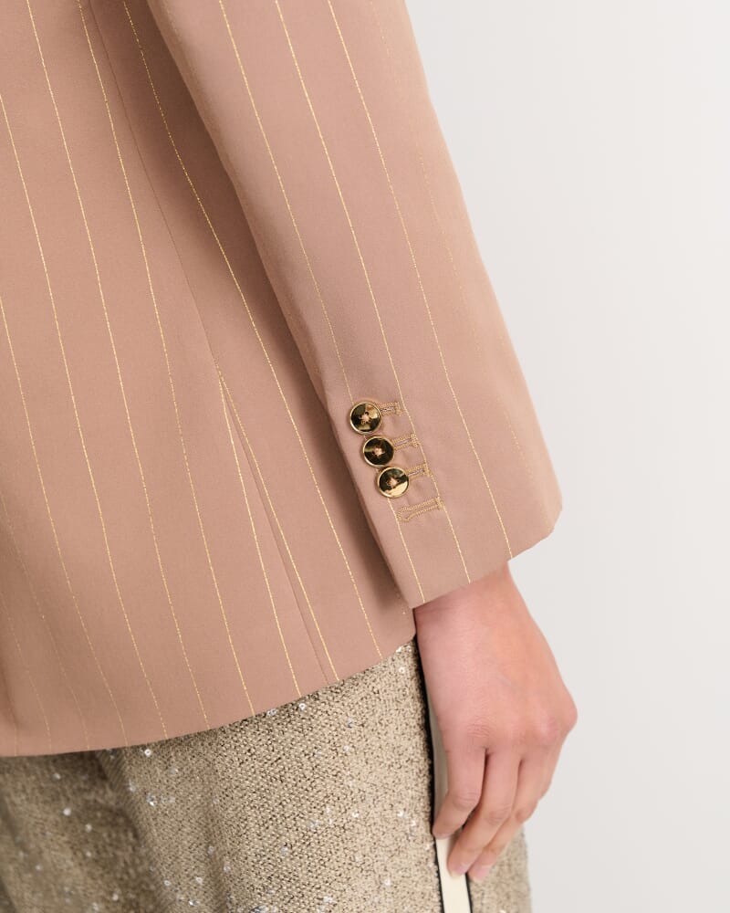 Mina Lurex Pinstripe Jacket in TAN