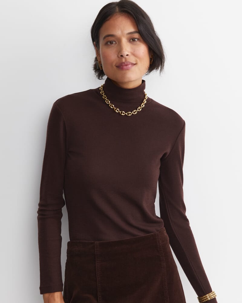 Gigi Babywool Mock Neck Top in CHOCOLATE