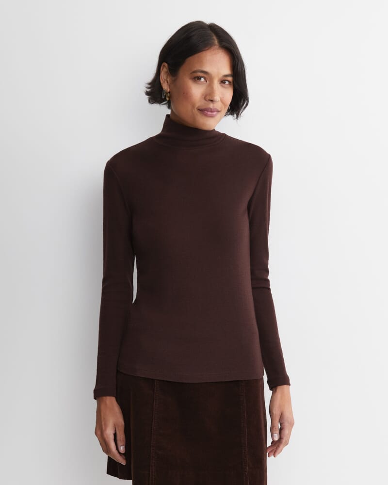 Gigi Babywool Mock Neck Top in CHOCOLATE