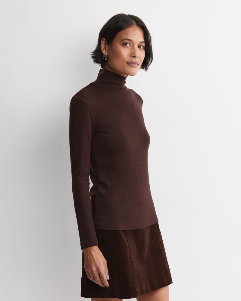 Gigi Babywool Mock Neck Top in CHOCOLATE