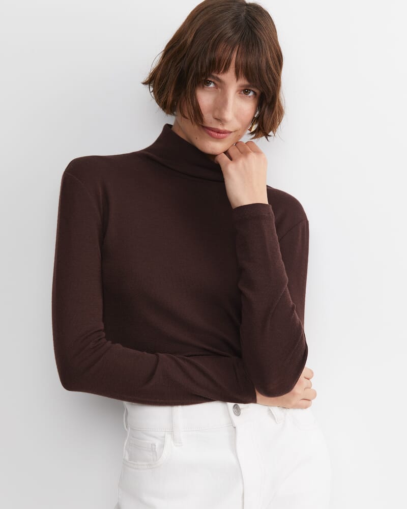 Gigi Babywool Mock Neck Top in CHOCOLATE