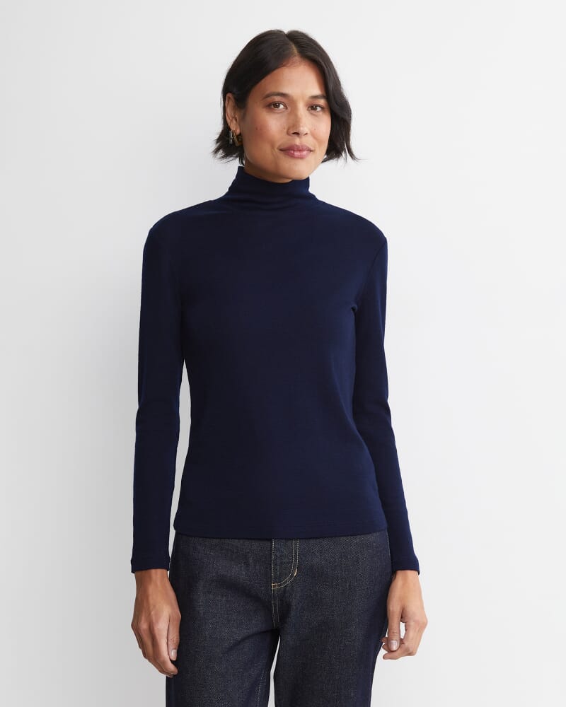 Gigi Babywool Mock Neck Top in NAVY