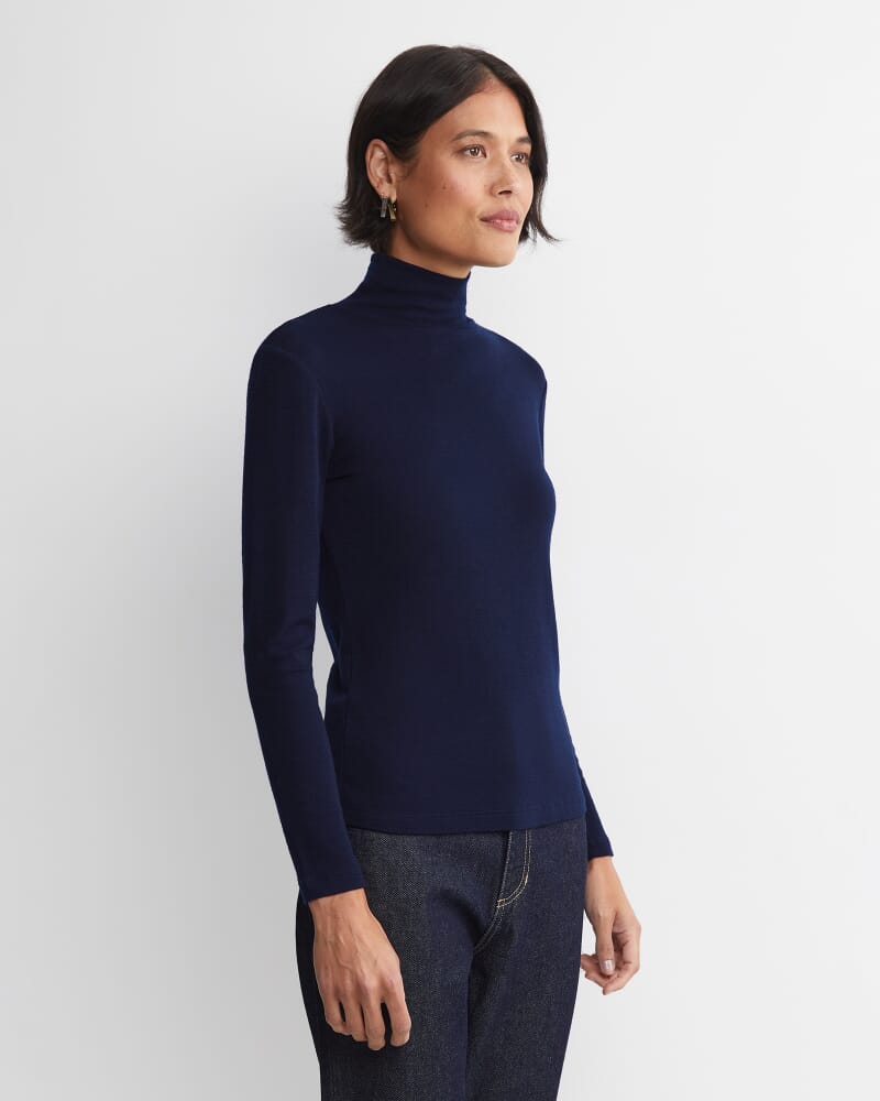 Gigi Babywool Mock Neck Top in NAVY