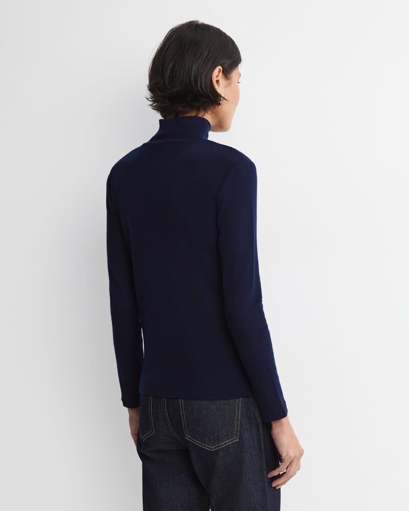 Gigi Babywool Mock Neck Top in NAVY