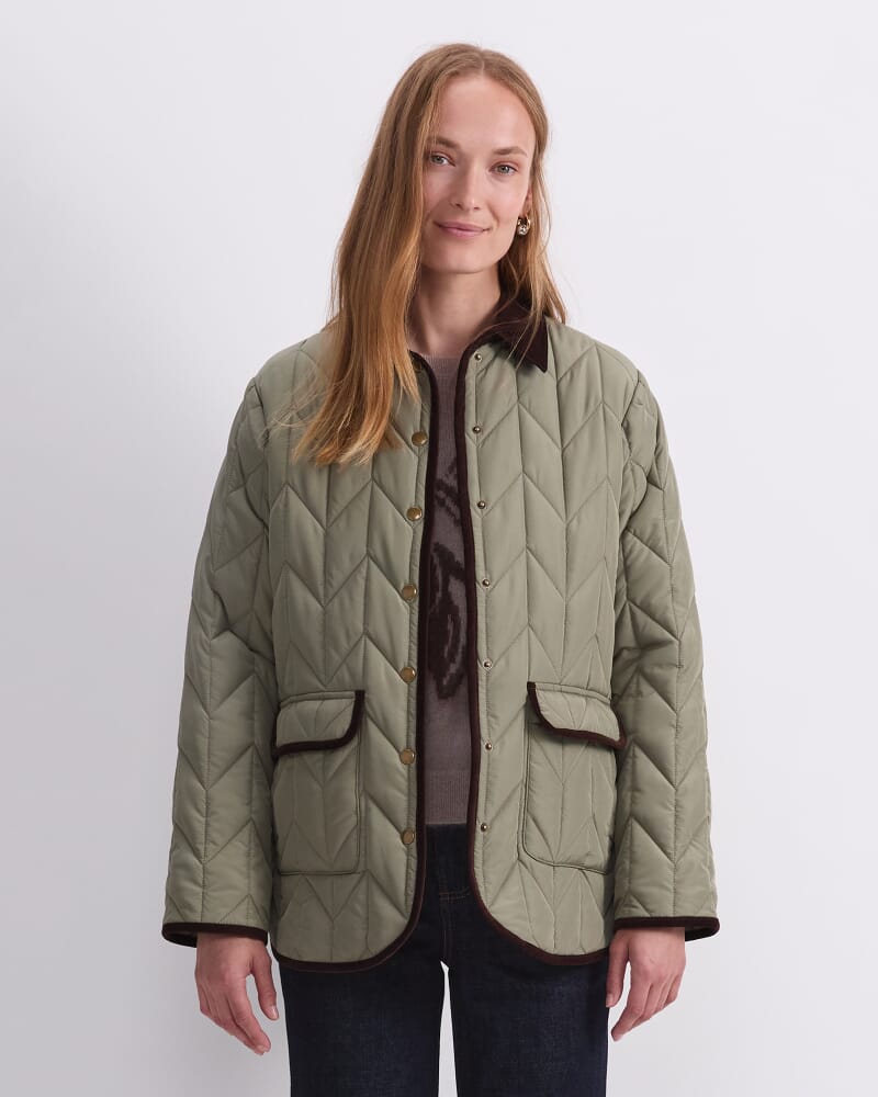 Gillian Quilted Shacket in SAGE
