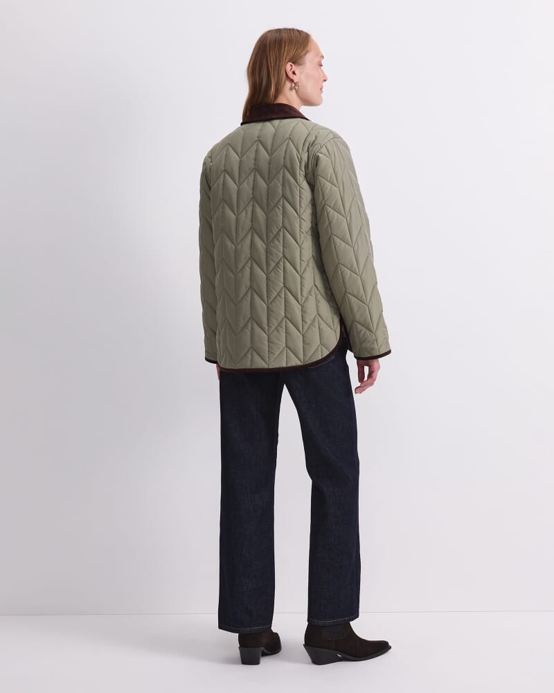 Gillian Quilted Shacket in SAGE