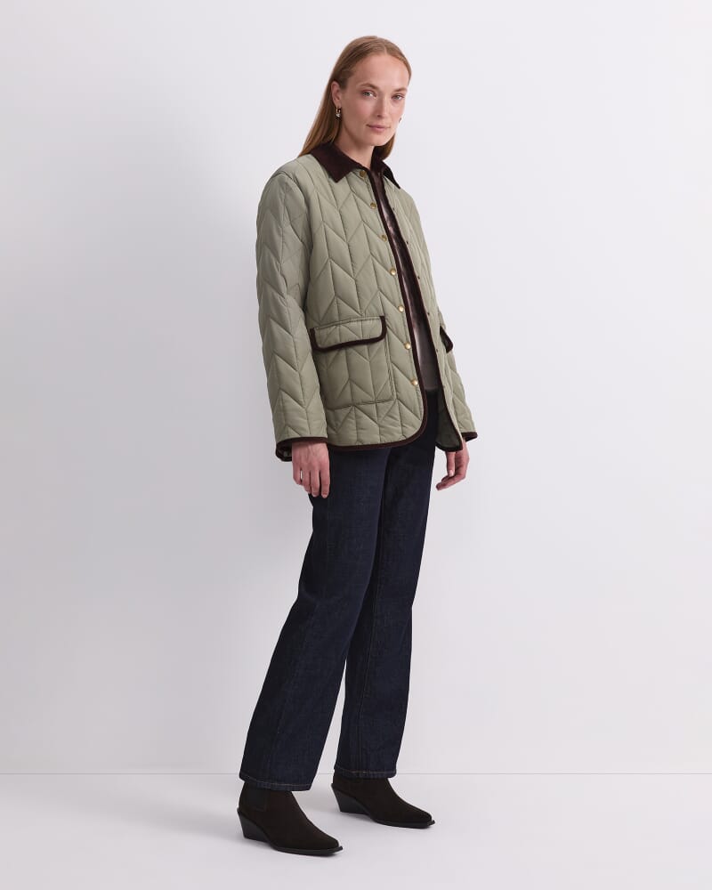 Gillian Quilted Shacket in SAGE