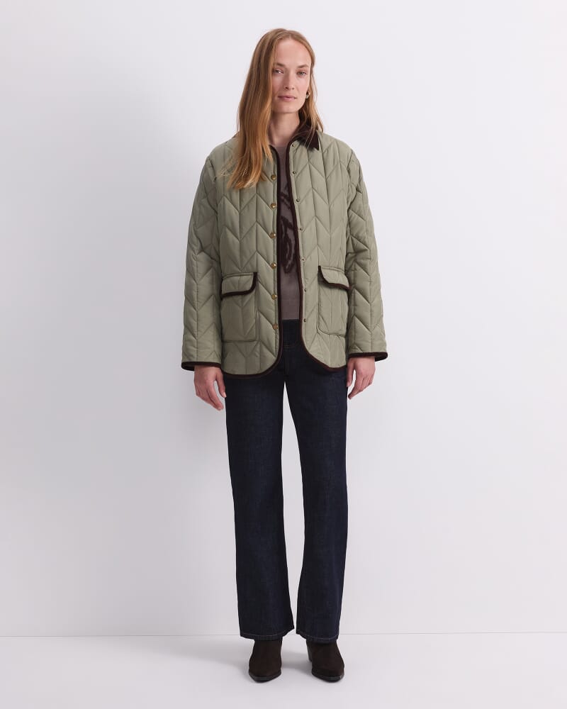 Gillian Quilted Shacket in SAGE
