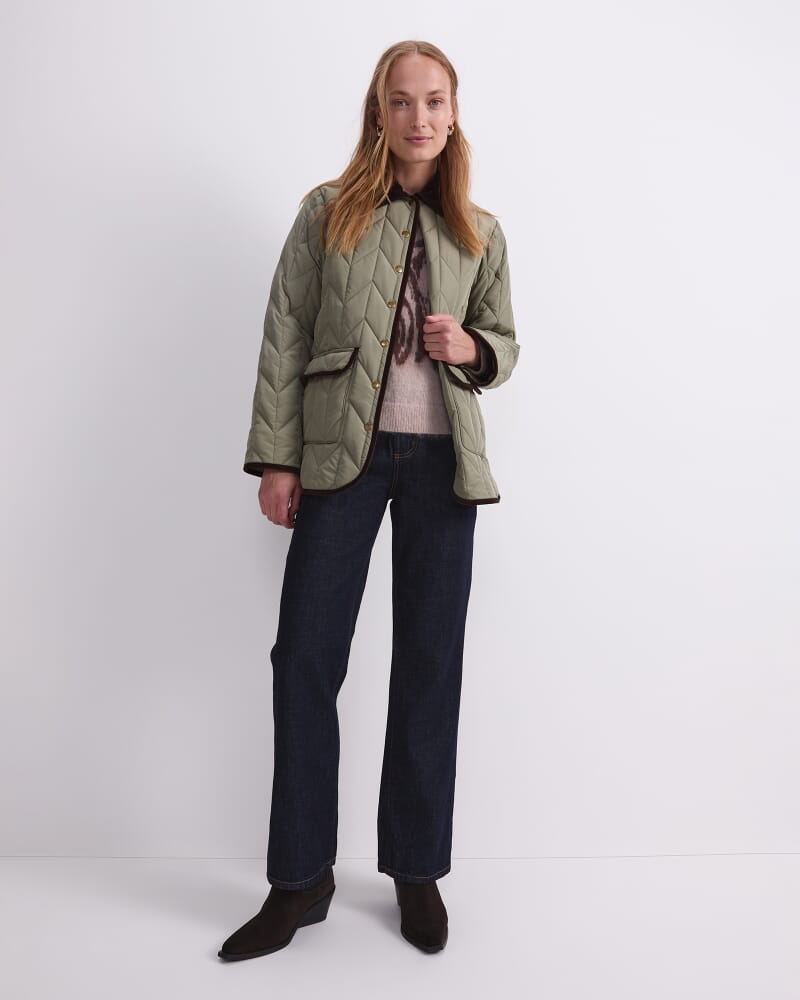 Gillian Quilted Shacket in SAGE