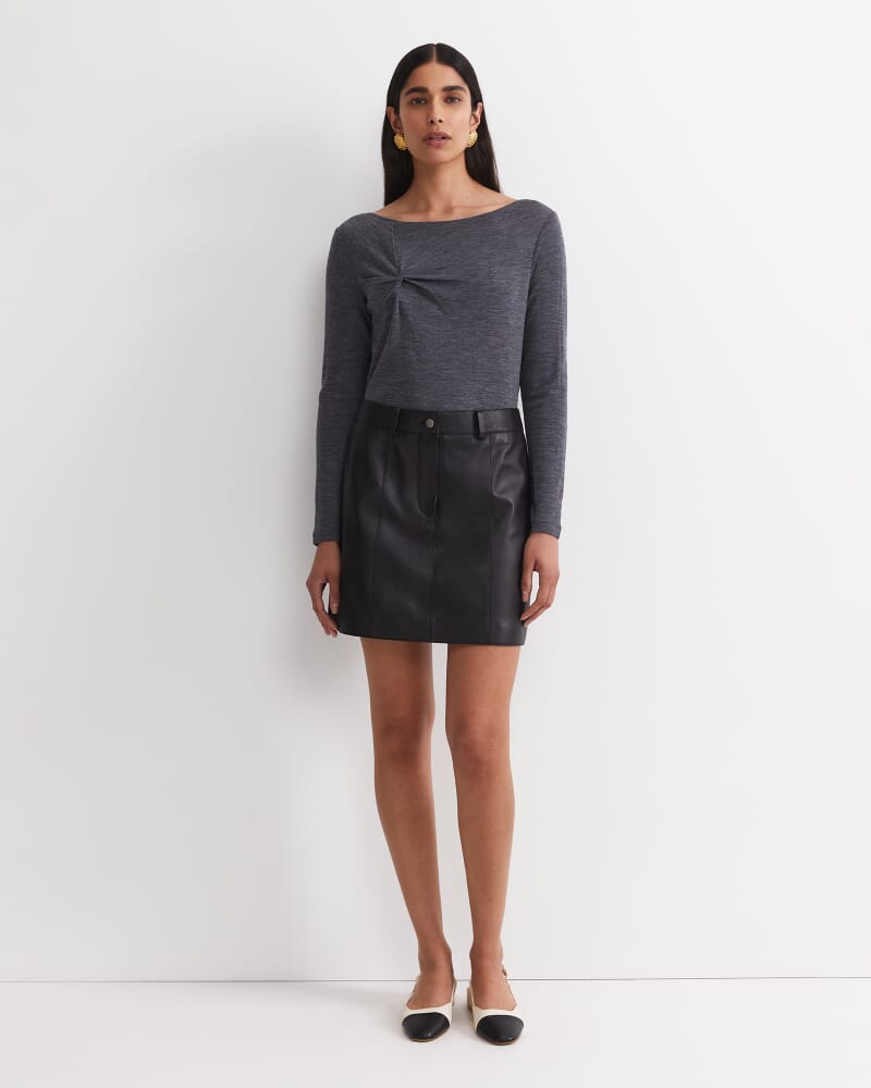 Gigi Babywool Twist Top in CHARCOAL MELANGE