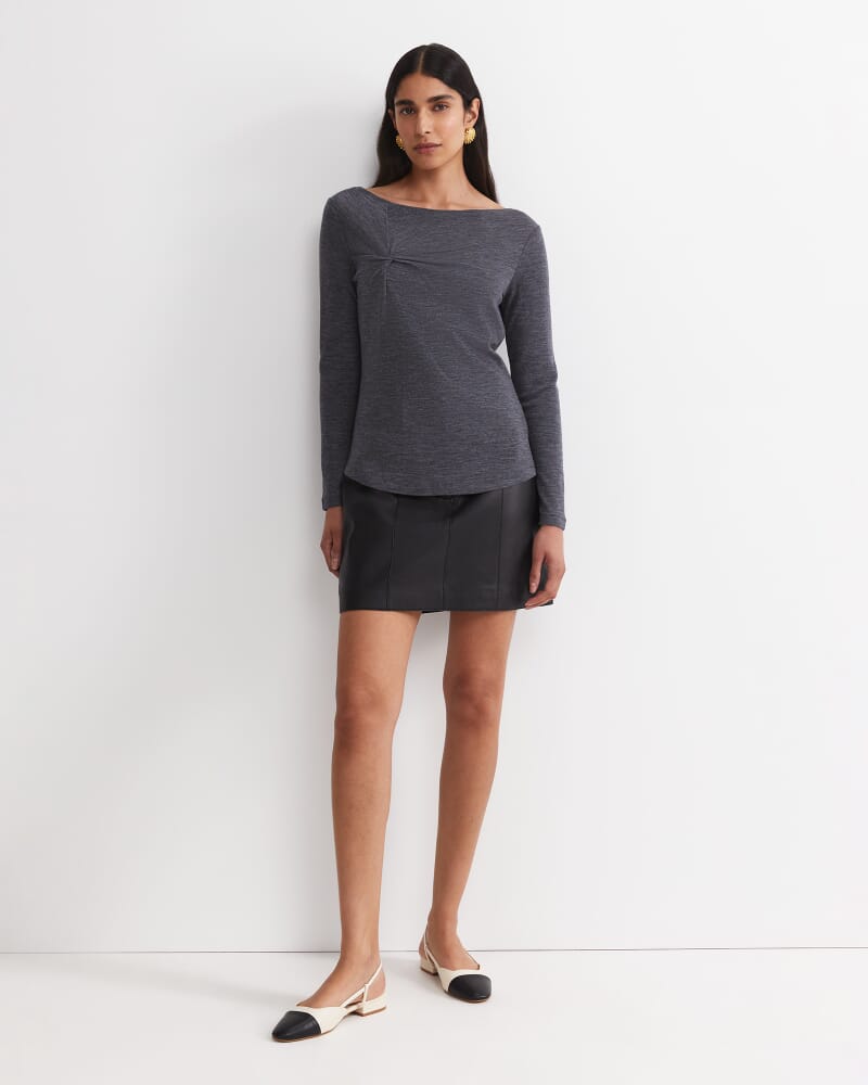 Gigi Babywool Twist Top in CHARCOAL MELANGE