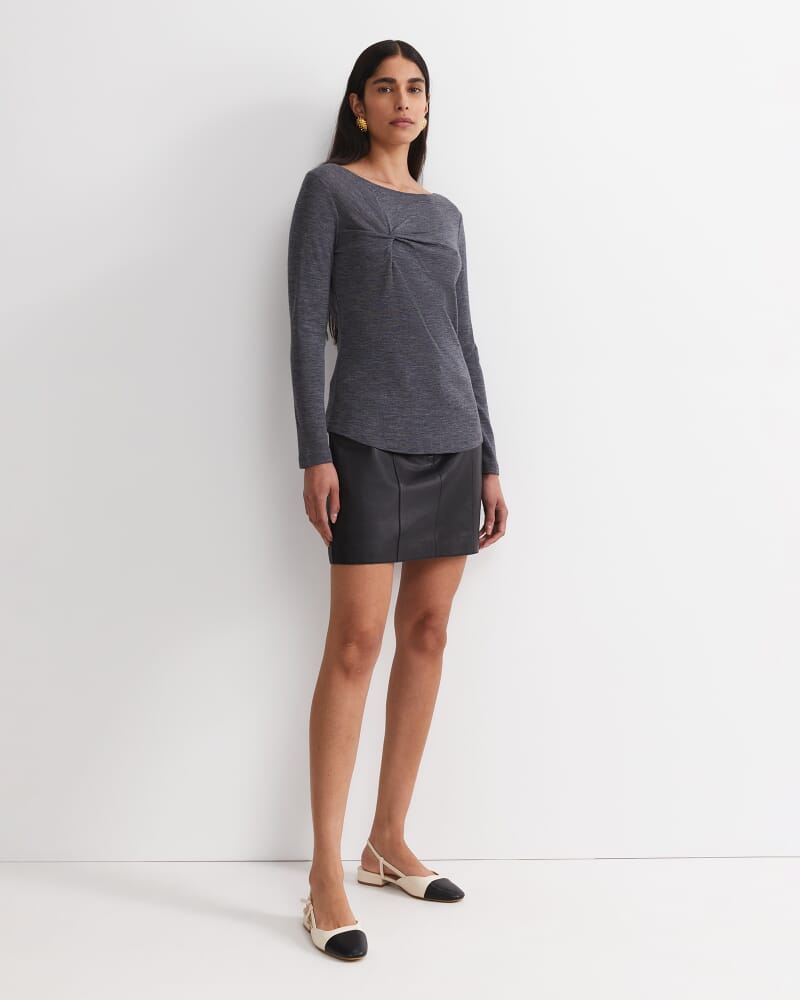 Gigi Babywool Twist Top in CHARCOAL MELANGE