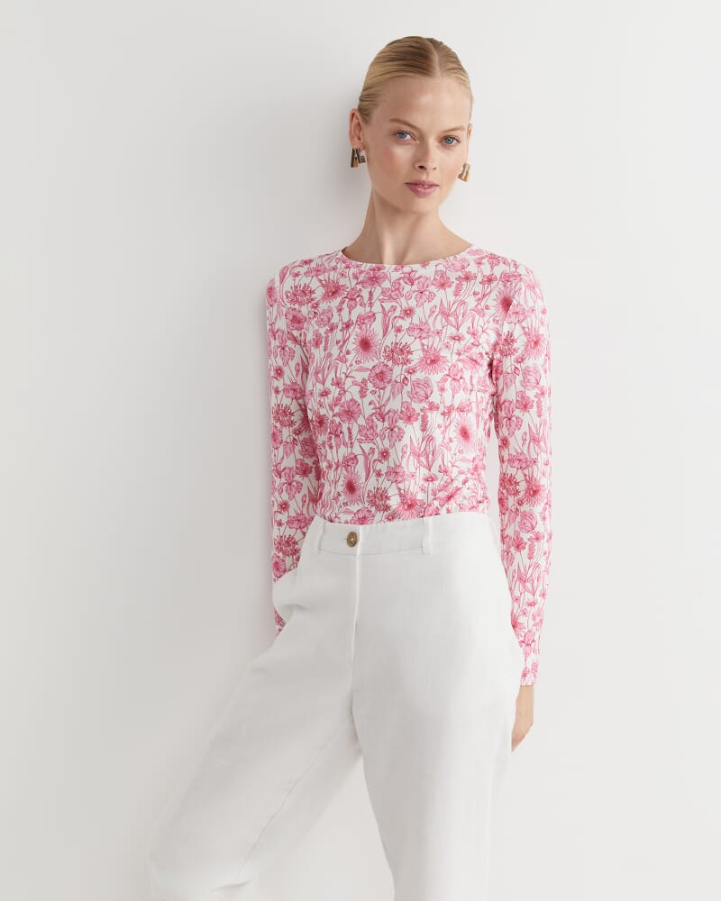 Muse Liberty Long Sleeve Magic Tee in WHITE/PINK