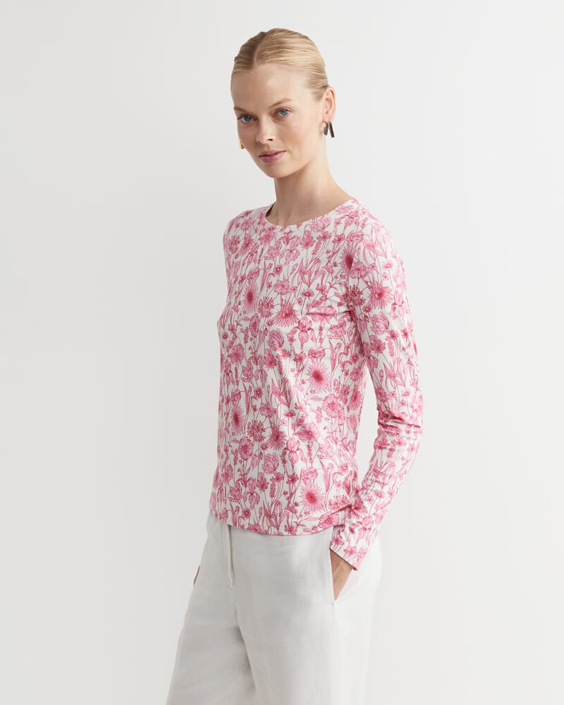 Muse Liberty Long Sleeve Magic Tee in WHITE/PINK