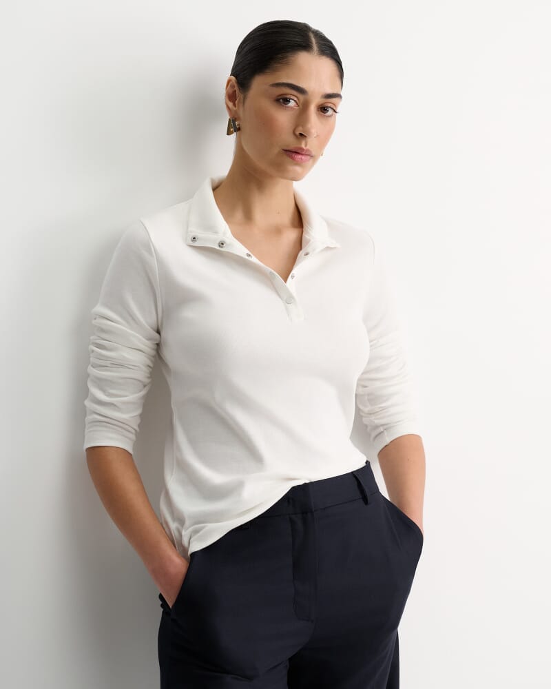 Lucy Snap Funnel Neck Top in IVORY