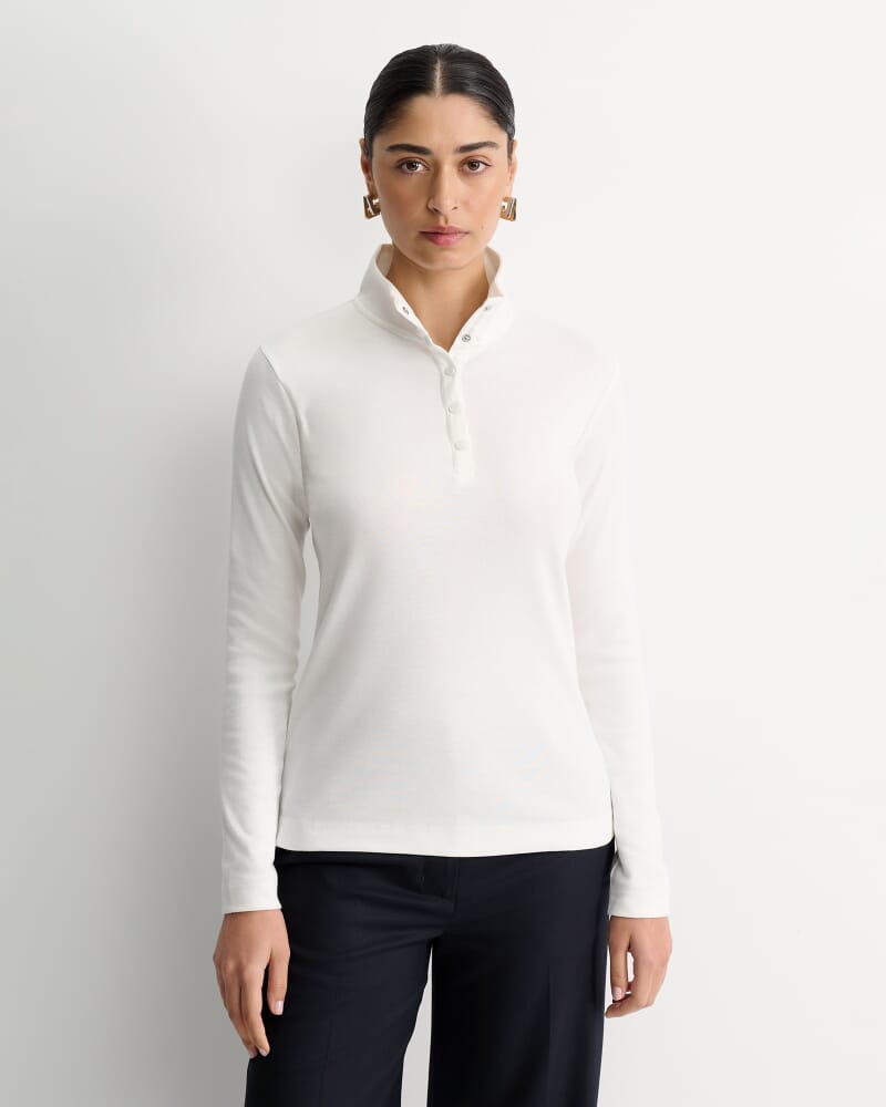 Lucy Snap Funnel Neck Top in IVORY