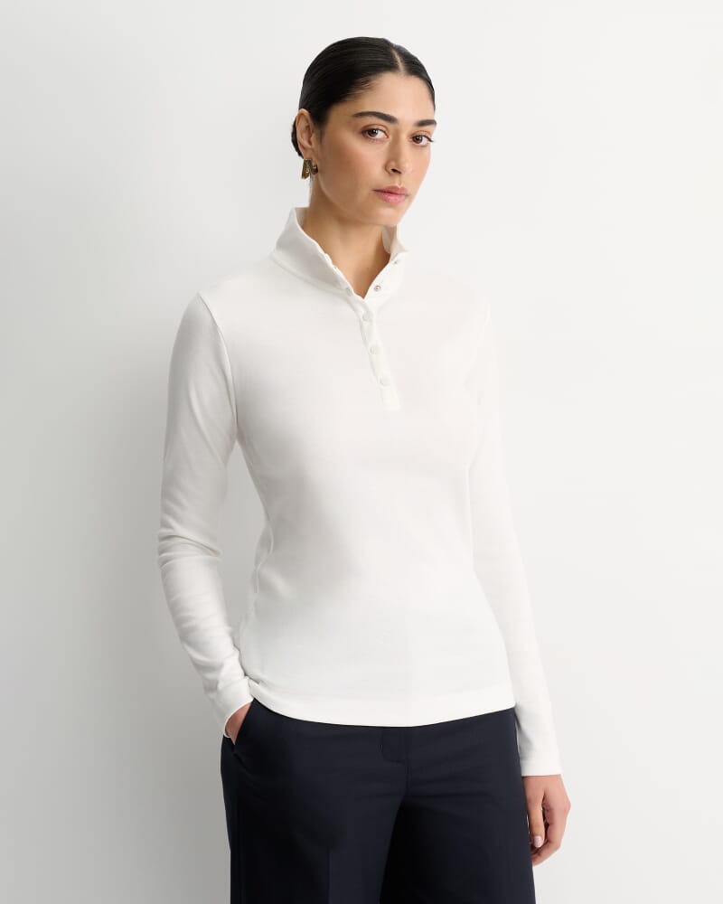 Lucy Snap Funnel Neck Top in IVORY