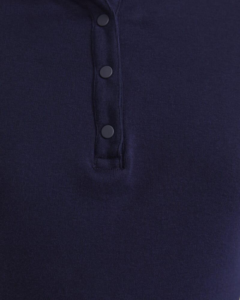 Lucy Snap Funnel Neck Top in NAVY