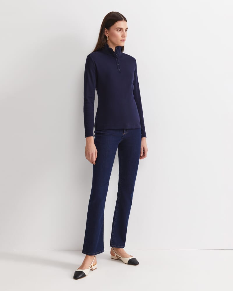 Lucy Snap Funnel Neck Top in NAVY