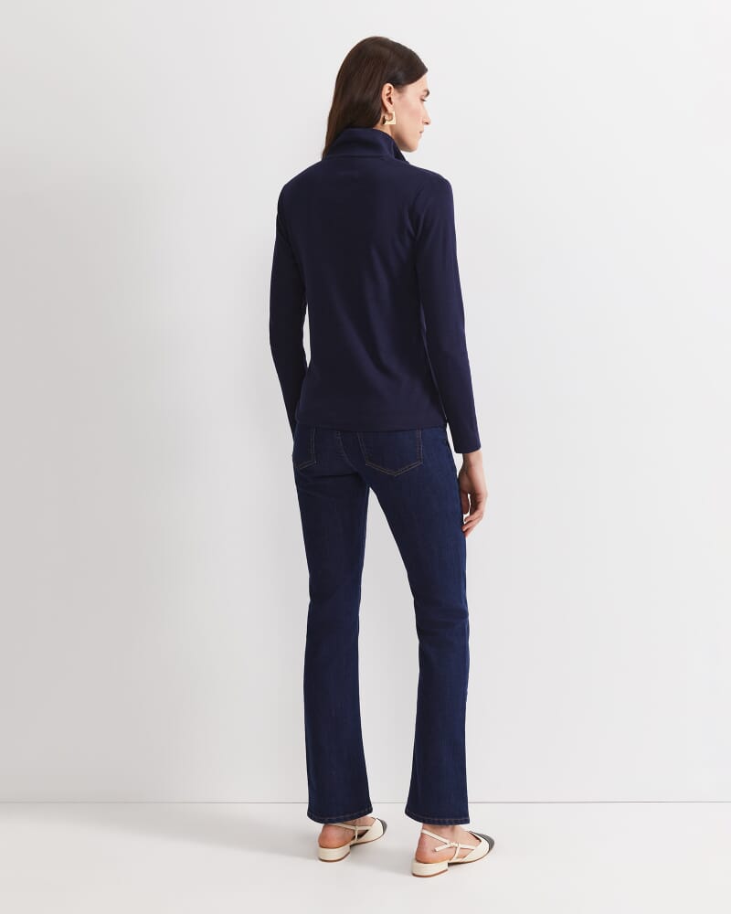 Lucy Snap Funnel Neck Top in NAVY