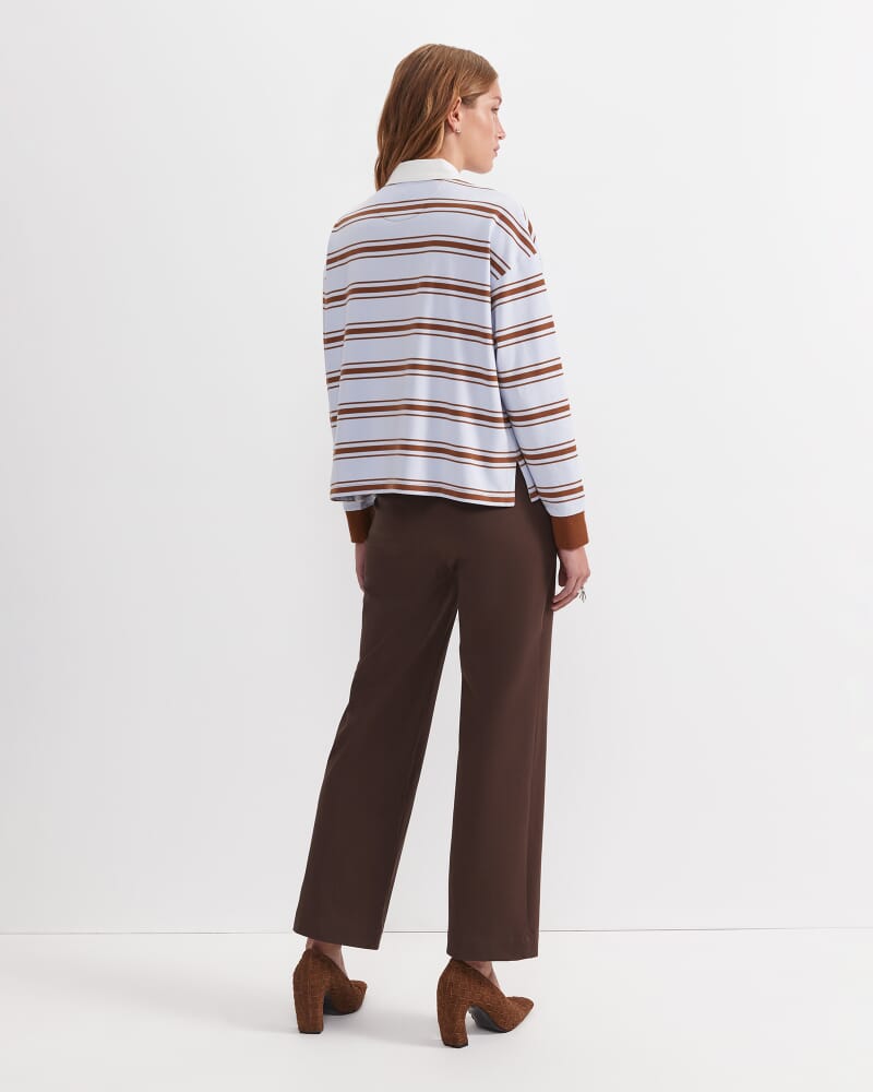 Jane Cropped Rugby Shirt in BLUE/BROWN