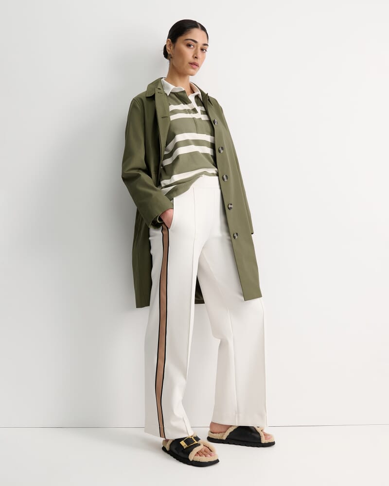 Jane Cropped Rugby Shirt in KHAKI/WHITE