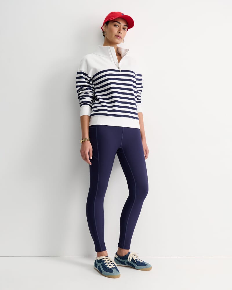 SC Stripe Quarter Zip Sweat in WHITE/NAVY