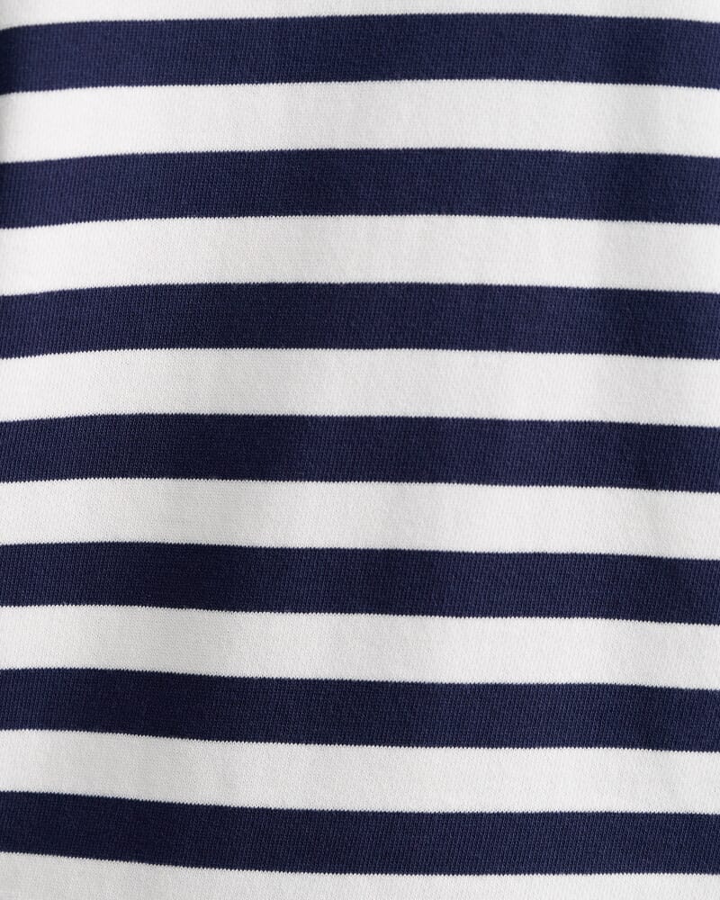 SC Stripe Quarter Zip Sweat in WHITE/NAVY