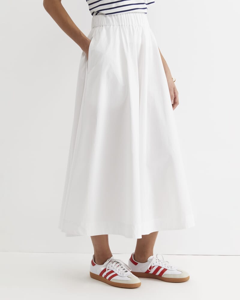 Elina Cotton Maxi Skirt in WHITE