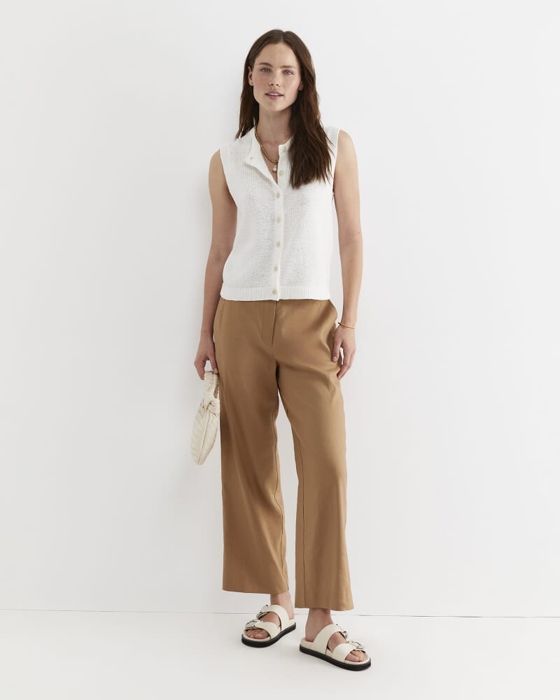 Josie Tape Yarn Vest in WHITE