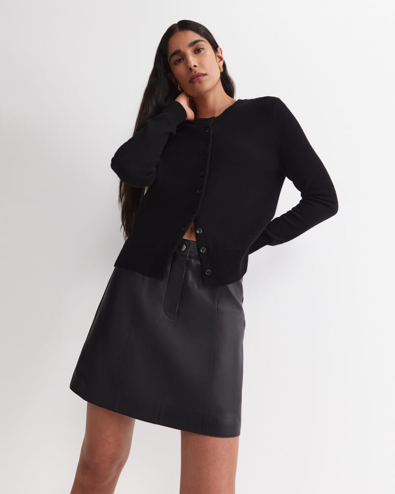 Gemma Leather Mini Skirt in BLACK