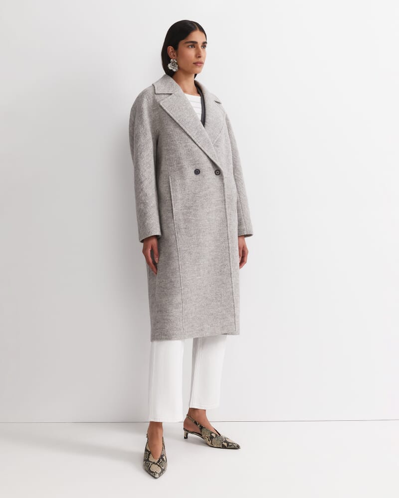 Chloe Wool Blend Boucle Coat in GREY
