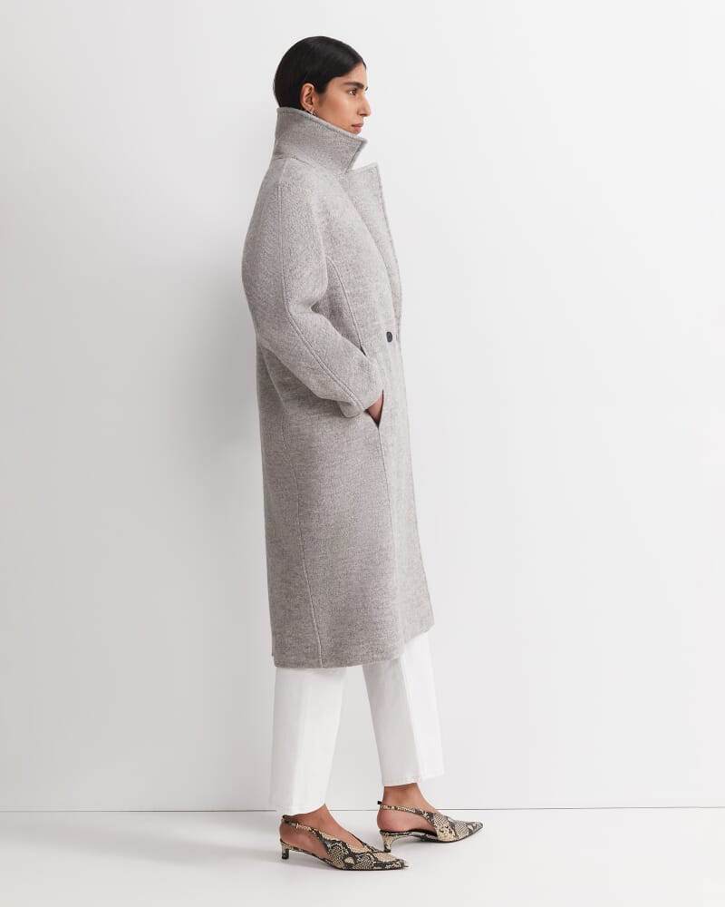 Chloe Wool Blend Boucle Coat in GREY