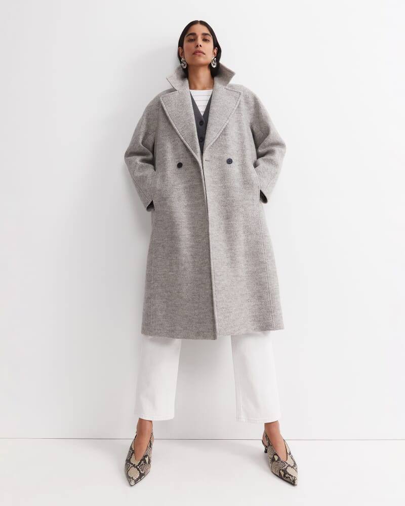 Chloe Wool Blend Boucle Coat in GREY