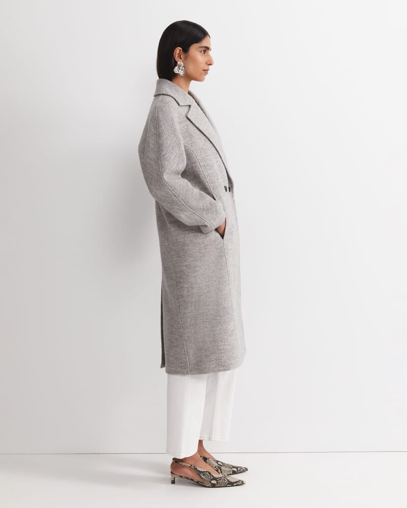 Chloe Wool Blend Boucle Coat in GREY