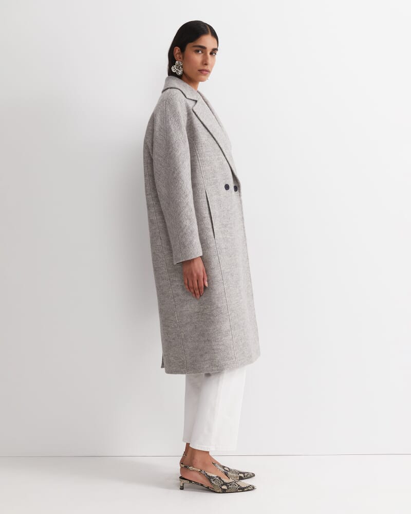 Chloe Wool Blend Boucle Coat in GREY