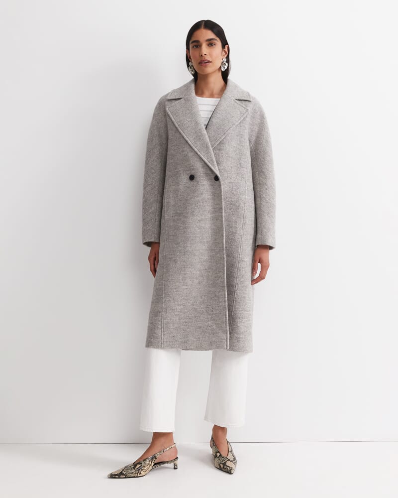 Chloe Wool Blend Boucle Coat in GREY