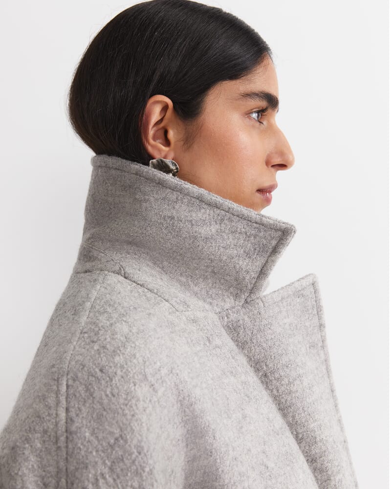 Chloe Wool Blend Boucle Coat in GREY