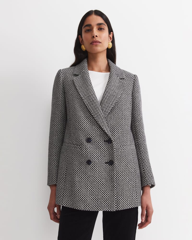 Bea Double Breasted Coat in BLACK/WHITE