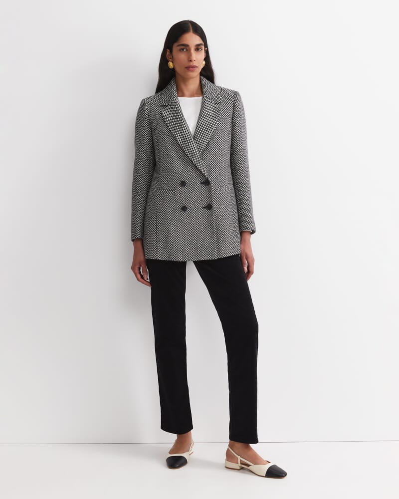 Bea Double Breasted Coat in BLACK/WHITE