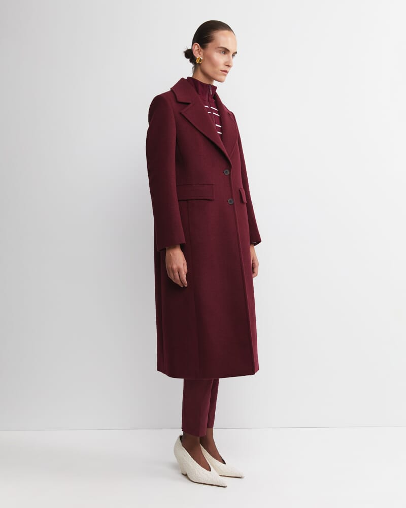 Saskia Single Breasted Coat in WINE