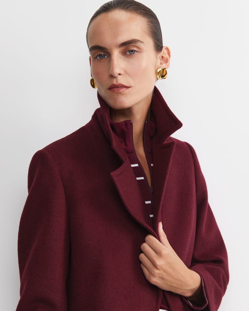 Saskia Single Breasted Coat in WINE