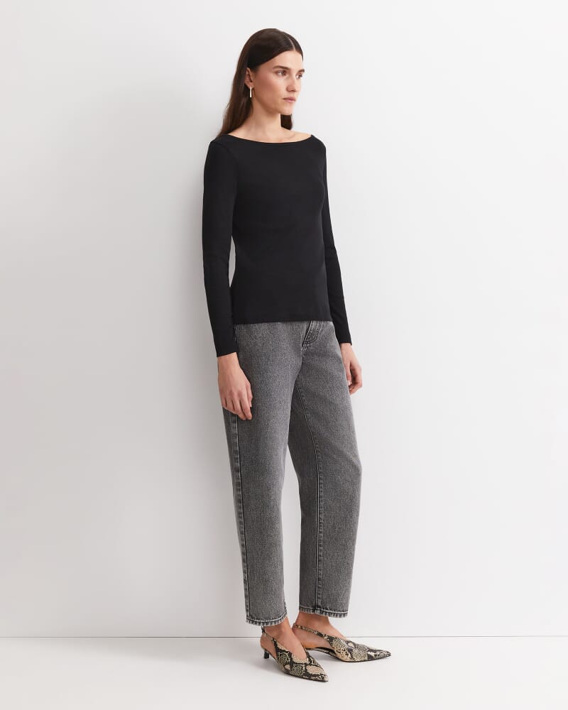 Heidi Long Sleeve Rib Tee in BLACK